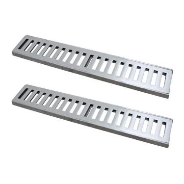 Imagem de Kit 2 Ralo Grelha Linear 7007X2GDA Drenagem de Aguas Pluviais Alumínio Polido Prata GDA Industria e Distribuidora