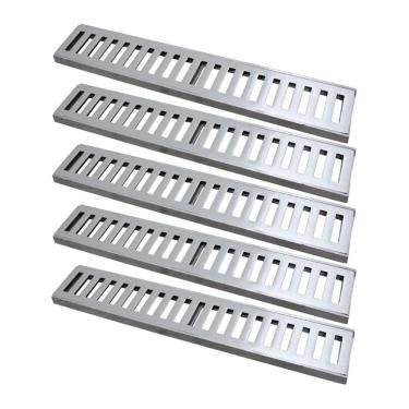 Imagem de Kit 5 Ralo Grelha Linear 7034X5GDA para Captação de Aguas Pluviais Alumínio Polido Prata GDA Industria e Distribuidora