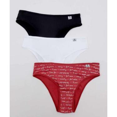 Imagem de Kit 3 Calcinhas Biquíni DelRio-26023, Preto, Vermelho, M