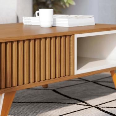 Imagem de Mesa de Centro Roma Retangular MDF MDP 91CM Freijo Off White Matte Casah