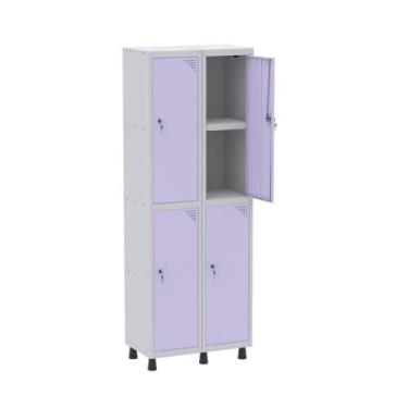 Imagem de Armário Locker 2 Colunas, 4 Portas com Prateleira Central com Duas Cha