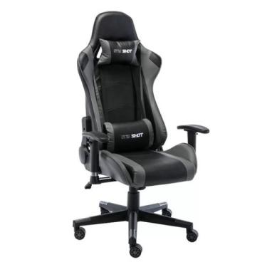 Imagem de Cadeira Gamer Giratória em Couro One Shot Preto/Cinza - Fratini Móveis