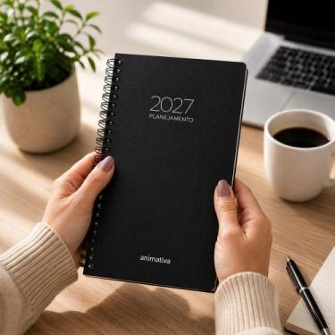 Imagem de Agenda Anual Capa Dura Espiral 2027 - Preta - ANIMATIVA