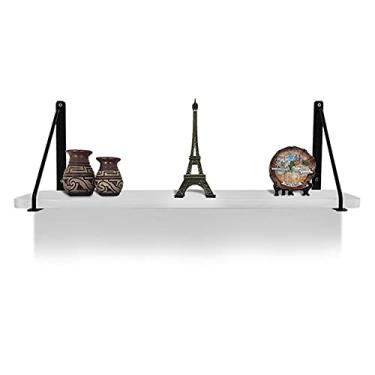 Imagem de Prateleira De Parede Munique Mao Francesa Decorativa Mdf 60cm X 15cm Preta/Branca