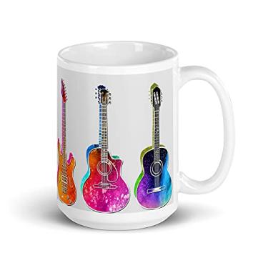 Imagem de Caneca branca brilhante retrô vintage para guitarra clássica Rock Cool