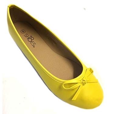 Imagem de Sapatilha feminina bailarina com laço Shoes 18, Amarelo canário, 7.5