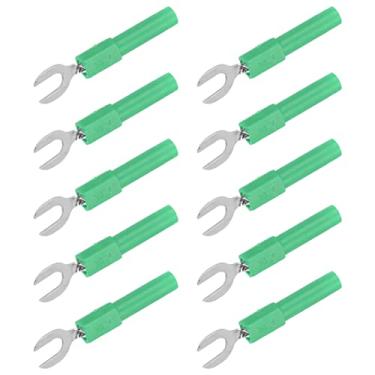 Imagem de Conectores de fio de forquilha, material de latão 6 mm/0,2 pol. tipo Y máximo. Terminais elétricos de crimpagem tipo U de 10A para consoles de jogos para gravadores de fita verde