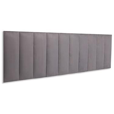 Imagem de Cabeceira King Modulada Reta Cama Box 200 Cm x 60 Cm Blu Interiores Cor:Suede Cinza Chumbo