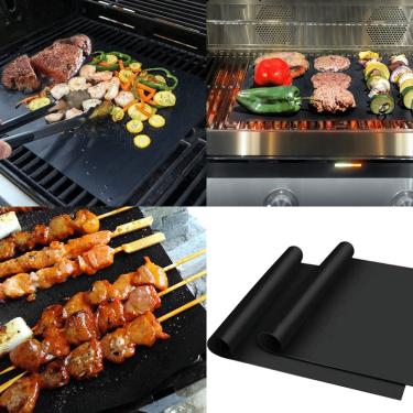 Imagem de Kit 02 Manta Teflon Grill Tapete Antiaderente Para Assar Na Churrasqueira Forno Barbecue Mat Churrasco