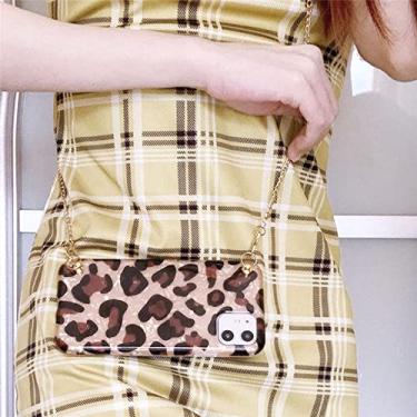 Imagem de Capa de telefone de colar de corrente suspensa fashion para iphone 12 13 11 pro xs max xr x se 2020 7 8 plus capa traseira de silicone de leopardo brilhante, BR com prego duplo, para iphone x xs