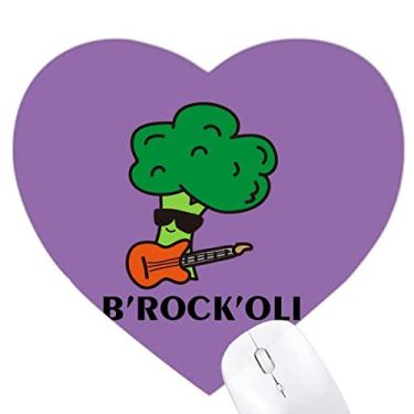 Imagem de Mousepad de borracha com desenho de violão Brócolis Music Guitar Performance Heart Game Office