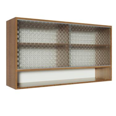 Imagem de Armário Aéreo Madesa Glamy 2 Portas de Correr de Vidro e 1 Nicho - Rustic