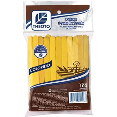 Imagem de Theoto 51087 Palito de Madeira para Sorvete Ponta Redonda, Multicores, 100 unidades