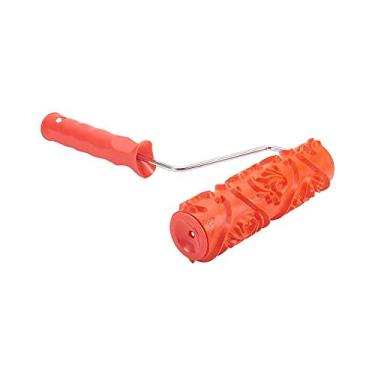 Imagem de Rolo de Parede Vermelho Pincel Rolos de Impressão em Relevo Cola Macia Cabo Plástico Vermelho Multi-Padrão Conjunto de Tinta de Parede Ferramentas de Decoração para Casa,08