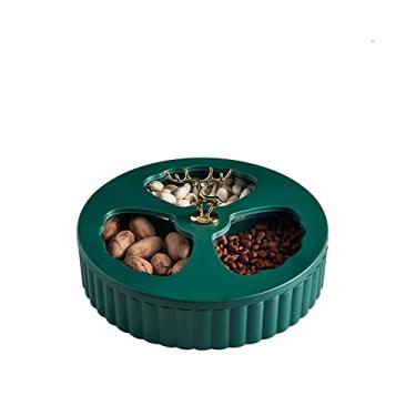 Imagem de Bandeja de lanche de plástico de caixa de armazenamento de frutas secas e nozes estilo nórdico com tampa transparente, camada única verde