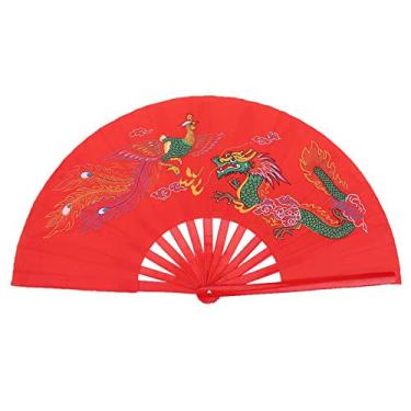 Imagem de Ventilador dobrável de Tai Chi Chinês, Artes Marciais de Tai Chi Vermelho Kung Fu Ventilador de Bambu Mão Direita Wushu Treinamento de Prática de Dança para Homens e Mulheres Performance, Dança,
