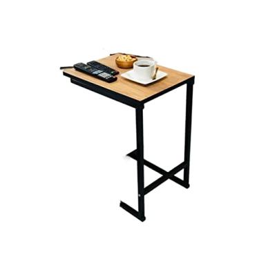 Imagem de Mesa lateral mesa de canto de ferro forjado mesa lateral canto pequena mesa de centro mesa de cabeceira mesa em forma de C sofá mesa lateral mesa de computador móvel mesa de chá mesa de centro