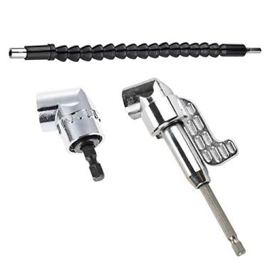 Imagem de Broca de ângulo reto e broca de extensão de ângulo flexível para furadeira ou chave de fenda adaptador de soquete de 6,35 mm magnético, prático, construção sólida útil em ambientes de trabalho de canto apertado