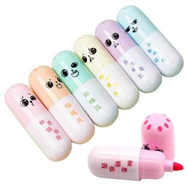 Imagem de Anller Canetas marca-texto em forma de mini pílulas, canetas marcadoras de ponta cinzel, canetas de cores fluorescentes para estudantes, escritório, escola, casa