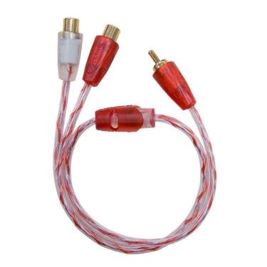 Imagem de Cabo De Som Automotivo 1 Rca (M) X 2 Rca (F) 40 Cm Bronze Cr