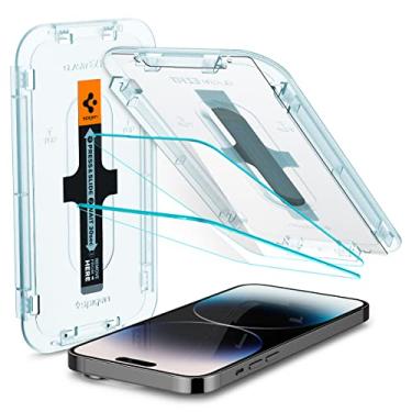 Imagem de Spigen Protetor de tela de vidro temperado [GlasTR EZ FIT] projetado para iPhone 14 PRO 6.1" [compatível com capas] - Proteção de sensor/pacote com 2