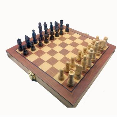 Tabuleiro de xadrez grande conjunto de xadrez de madeira jogo tabuleiro  52cm 52cm com presente de armazenamento interno jogo familiar tabuleiro de  xadrez dobrável altura rei 11cm conjunto de xadrez (cor: grão