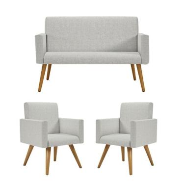 Imagem de Kit Sofá Namoradeira + 2 Poltronas Cinza Claro