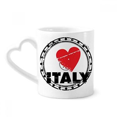 Imagem de I Love Italy Word Love Heart Circle Caneca de café cerâmica copo de coração de vidro