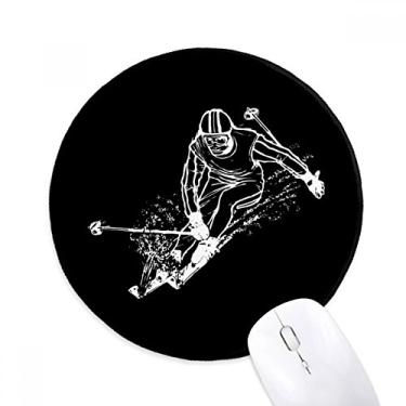 Imagem de Tapete de mouse para computador com ilustração de esqui preto para esportes de inverno