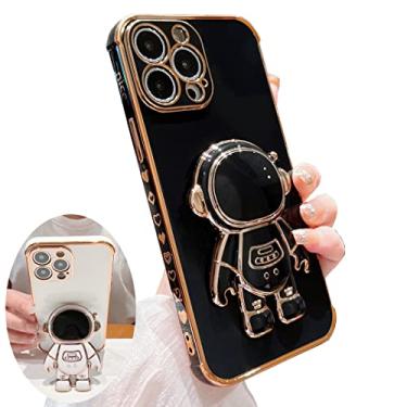 Imagem de Capa escondida de astronauta 6D para iPhone 11Pro Max, capa de telefone fofa com desenho de desenho animado de astronauta com capa protetora 11 Pro Max (preto)