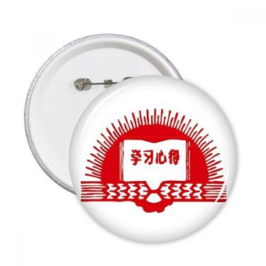 Imagem de Broche redondo Book Sun Red Revolution Patriotismo Emblema de botão Decoração 5 peças