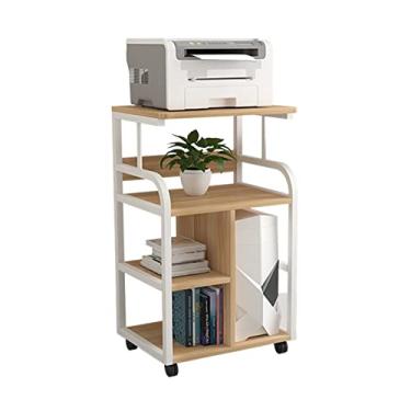 Imagem de KIZQYN Suporte de impressora do chão ao teto Rack de suporte de impressora Rack de armazenamento de chassi de mesa multicamadas Armário móvel de escritório PC Moldura principal Impressora de mesa (Cor: latão)