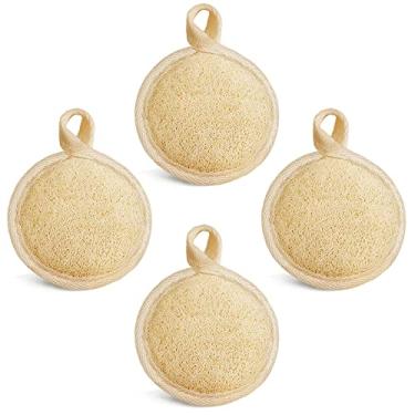 Imagem de Esfoliante de bucha esfoliante facial, escova manual de limpeza facial e removedor de maquiagem 4 peças, esponjas naturais para massagem de poros e cravos limpos sem machucar a pele