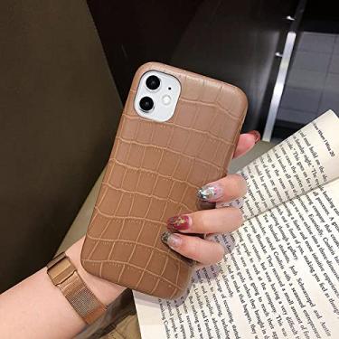 Imagem de Capa de telefone de couro PU de luxo para iPhone 11 Pro Max XR XS Max SE 2020 para iPhone 11 Pro Casca traseira com textura de crocodilo marrom para iPhone 11Pro