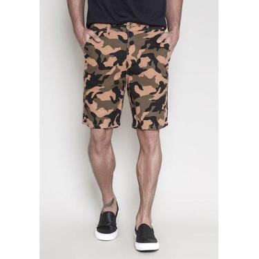 Imagem de Bermuda Jeans Dialogo Slim Fit Camuflada Com Elastico No Cós Masculina