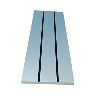 Imagem de 3 Prateleiras de MDF Canaletado Branco de 18 mm cm 28 cm x 90 cm + Canaletas Pretas nos Trilhos- Reforçada