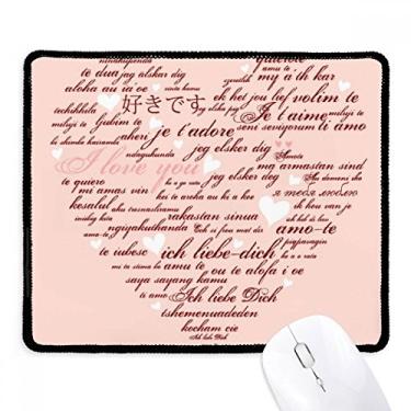 Imagem de Mousepad rosa branco em formato de coração para dia dos namorados borda costurada tapete de borracha para jogos