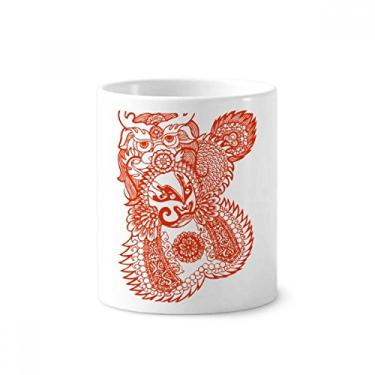 Imagem de Suporte de caneta de escova de dentes com estampa de corte de papel com cabeça de ópera vermelha