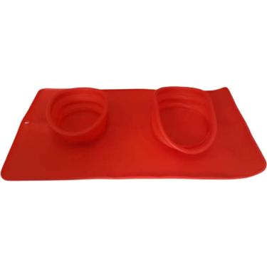 Imagem de Comedouro e Bebedouro Silicone Redondo Vermelho - Tam. Único