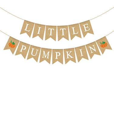 Imagem de Rainlemon Jute Burlap Little Pumpkin Banner Outono Bebê Chuveiro Gênero Revelar Aniversário Festa Decoração Garland