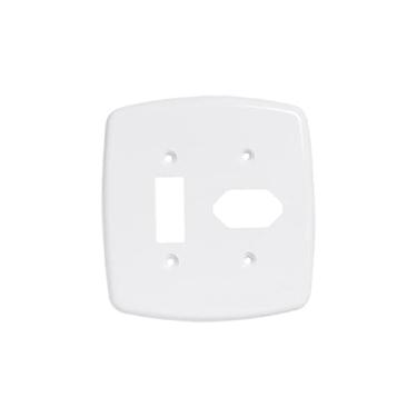 Imagem de Placa 4X4 Para 1 Interruptor De 1 Tecla + 1 Tomada 2P+T - Cor Branca