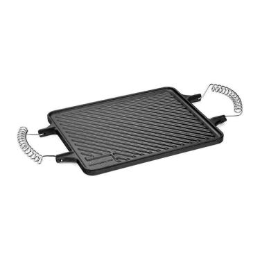 Imagem de Chapa Reta Ferro Fundido Dupla Face Alça Espiral 28cm X 23cm