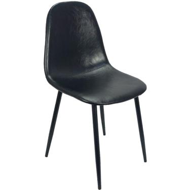 Imagem de Cadeira Tânia Charla Estofada Pu Vintage Base Cor Preta - Preto