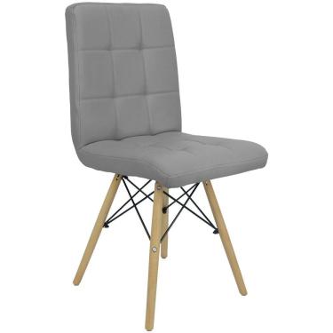 Imagem de Cadeira Gomos Eiffel Eames Fitz Dublin Estofada Base Madeira - Cinza