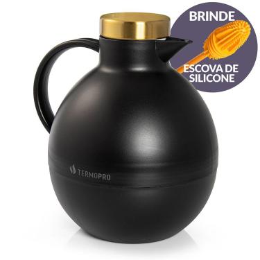 Imagem de Garrafa Térmica Italy 1L Preta e Escova Limpeza Termopro