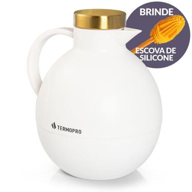 Imagem de Garrafa Térmica Italy 1L Branca e Escova Limpeza Termopro