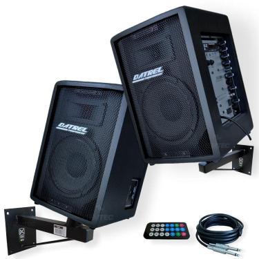 Imagem de KIT CAIXA SOM ATIVA PASSIVA 8" 300W SUPORTE DATREL BT PROF