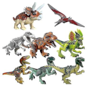 Imagem de 8pcs crianças brinquedo dinossauro bloco de construção jurássico dinosau
