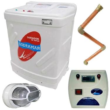Imagem de SODRAMAR Gerador de Vapor Para Sauna 12KW 220V c/Quadro Digital Kit Instalação e Luminária