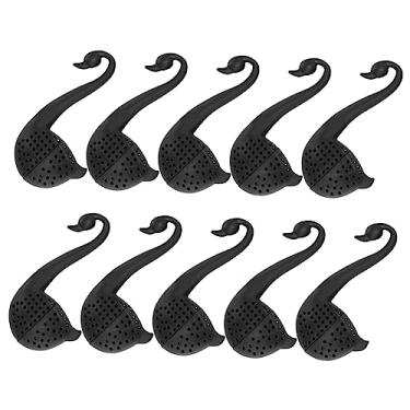 Imagem de HEMOTON 10 Pcs colher de cisne filtro inoxidável chá solto bola de malha de especiarias chaleira de aço inoxidável infusor de cozinha filtro de aço inoxidável Rosa folhas soltas bule pp